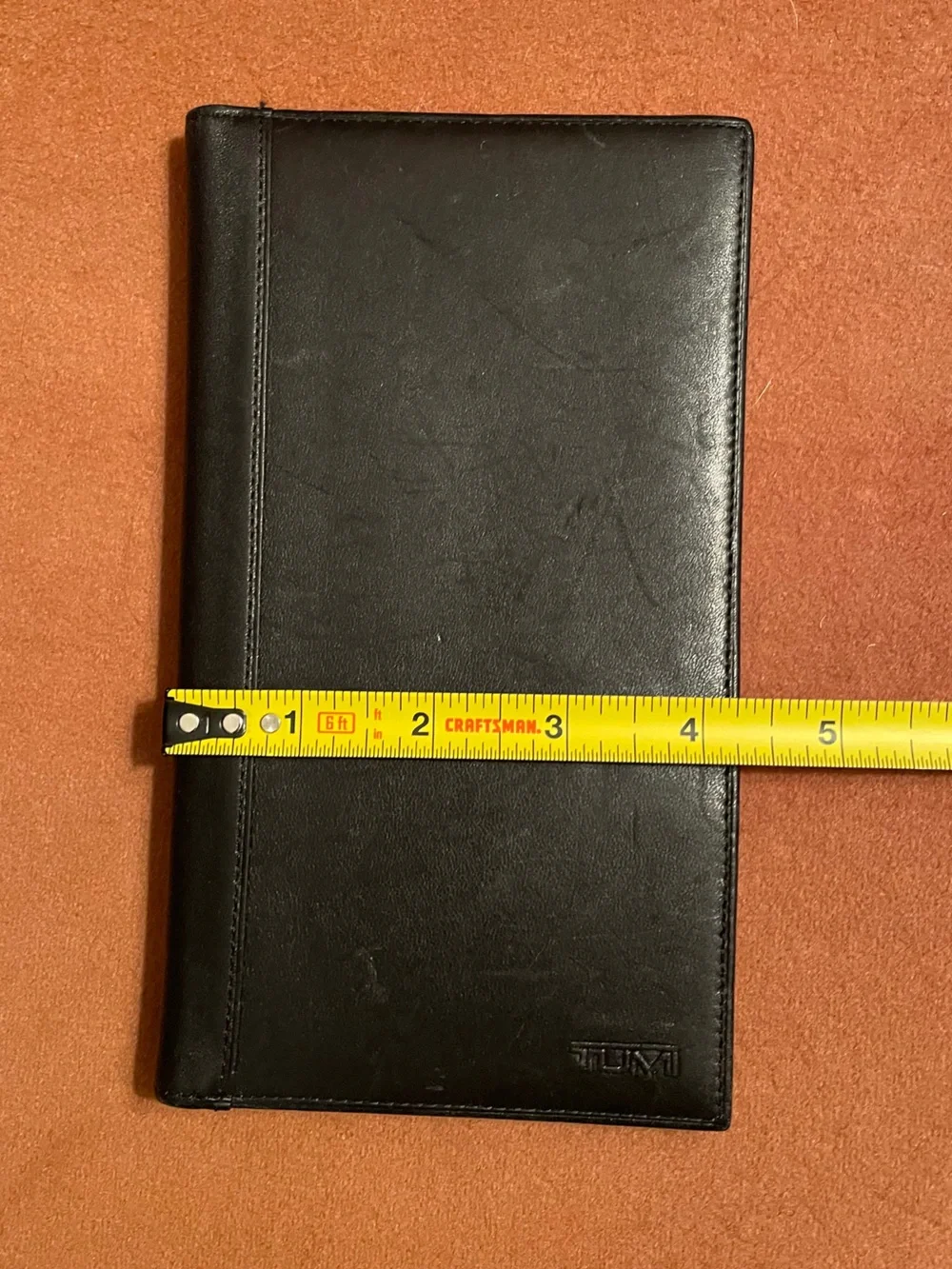 Tumi Black Leather Long Wallet, Travel Checkbook Cover, Passport, Portfolio